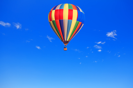 Hot Air Balloon With Clouds - Black Metallic 3D Illustration - Isolated On White Background