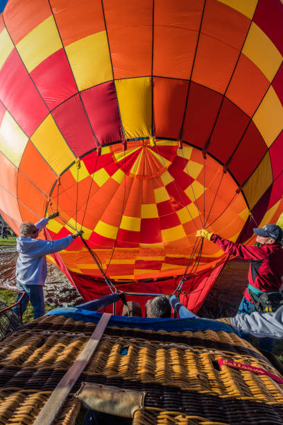 Hot air balloon launch at the Albuquerque International Balloon Fiesta stock photo