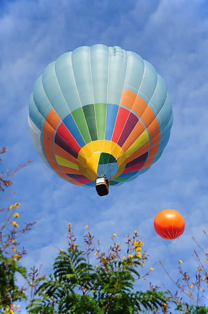Hot Air Balloon up in the Sky stock photo