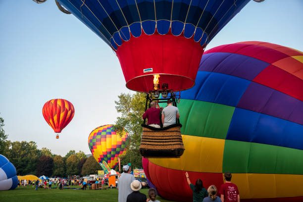 Hot air balloons take to flight at 35th annual Spiedie Fest and Balloon Rally Expo, Inc. stock photo