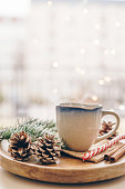 istock Hot chocolate with Christmas decoration 1341086358