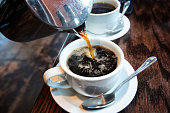 istock Hot Coffee from a French Press 493685876