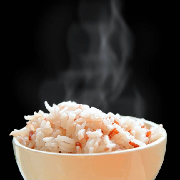 Hot rice in cup. stock photo
