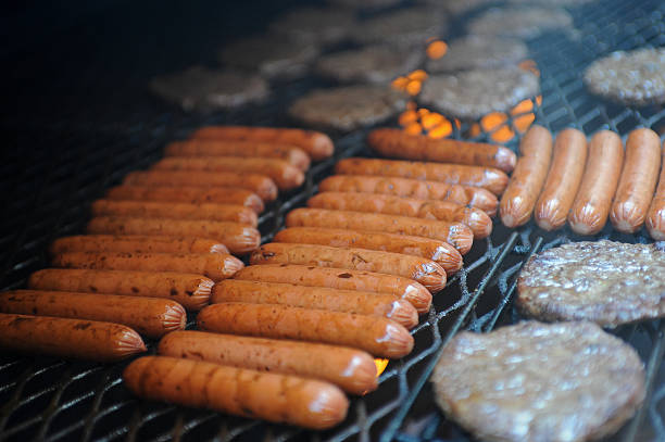 Hotdogs on the Grill stock photo