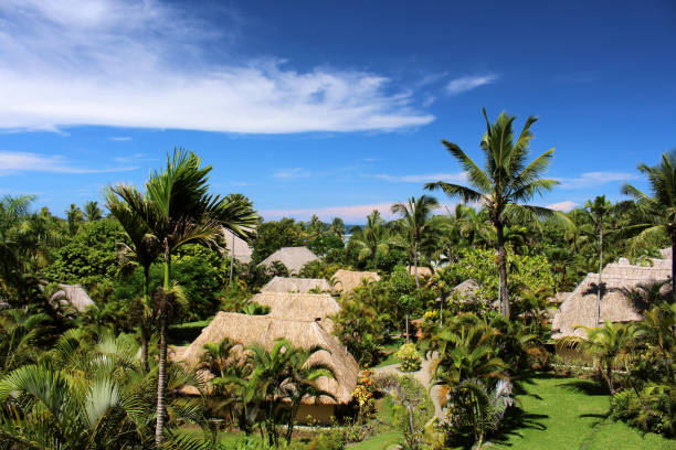 Hotel complex on Fiji stock photo