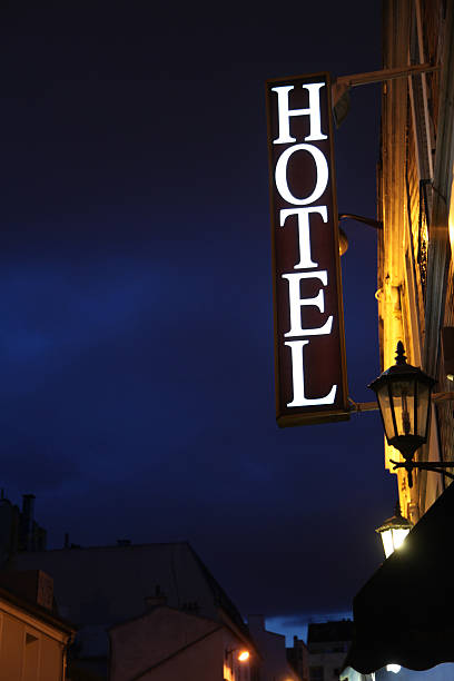 Hotel sign in Paris stock photo