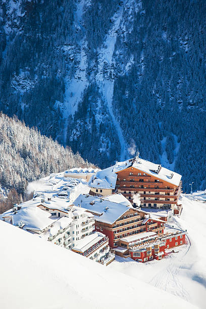 Hotels in Austrian Alps stock photo