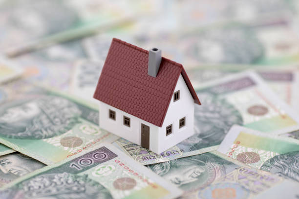 House model on polish money stock photo