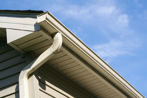 House With Gutter And Downspout Stock Photo Download