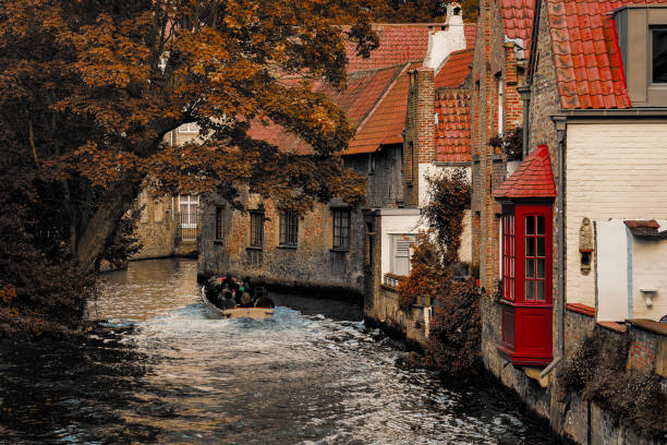 Houses by Canal Belgium, Bruges, Houses by Canal brugge, belgium stock pictures, royalty-free photos & images