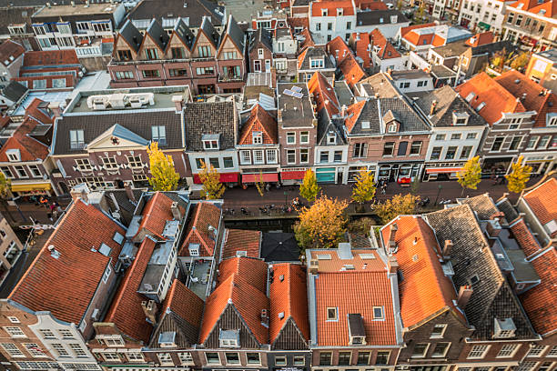 Houses in Delft Holland stock photo