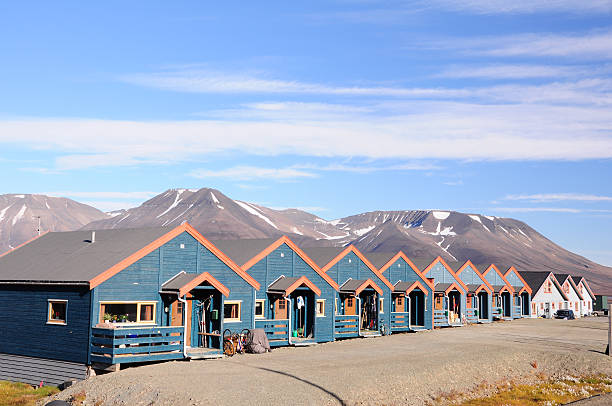 Houses in Longyearbyen stock photo