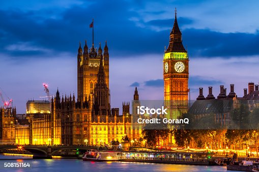 istock Houses of Parliament at night , Westminster, London, UK 508151164