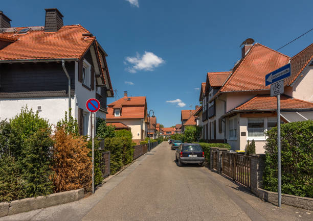 Houses of the former workers settlement Colonie, Frankfurt-Zeilsheim, Germany stock photo