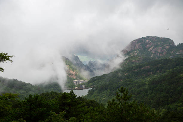 Huangshan Mountain in the cloud and mist stock photo