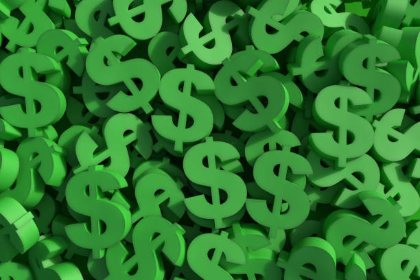 Huge amount of green dollar symbol Huge amount of green dollar symbol, 3d render illustration currency symbol stock pictures, royalty-free photos & images