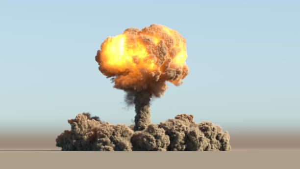 Huge nuclear explosion stock photo
