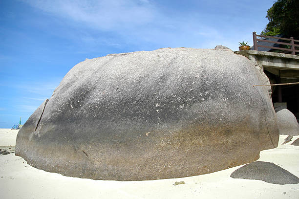 Huge stone on the beach stock photo