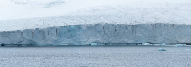 Huge tabular icebergs on the waters off the Antarctic Peninsula, Brown Bluff, Antarctica stock photo