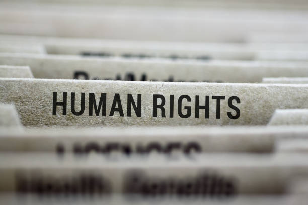 Human Rights label on file folder tab stock photo