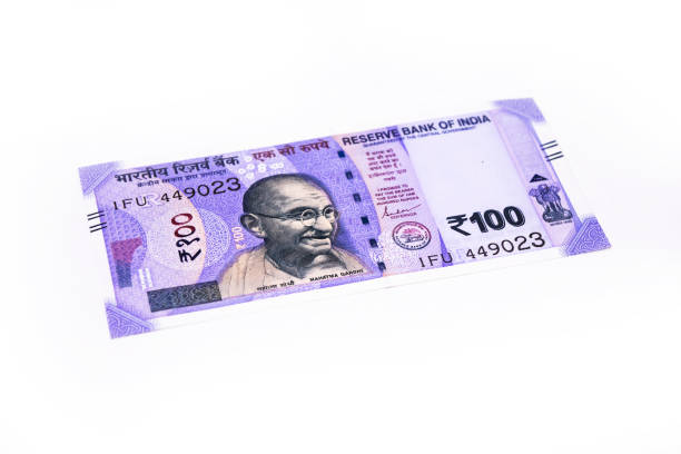 hundreds rupees note Indian one hundreds rupees bank note isolated on white background. 100 rupees stock pictures, royalty-free photos & images