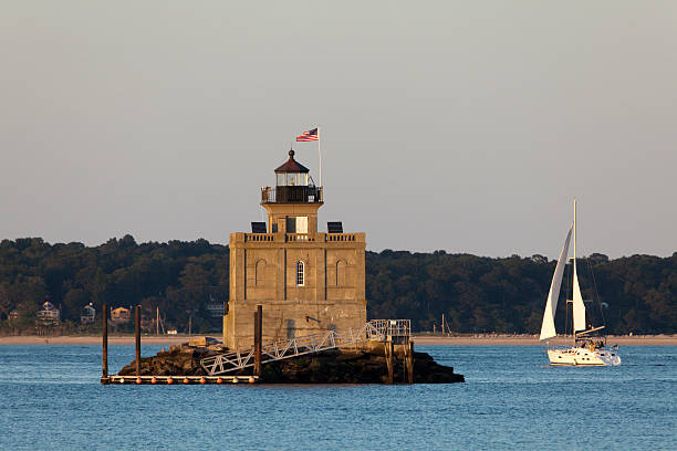 Huntington Harbor Lighthouse stock photo