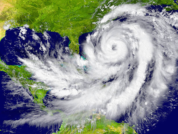 Hurricane between Florida and Cuba stock photo