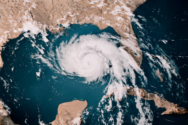 Hurricane Ida 2021 Topographic Map 3D Render Neutral stock photo
