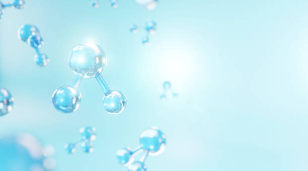 Hydrogen Molecule, Molecules of water background. stock photo