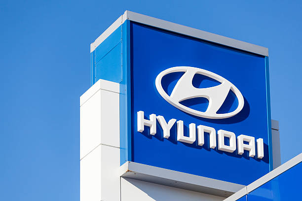 Hyundai Sign at Car Dealership stock photo