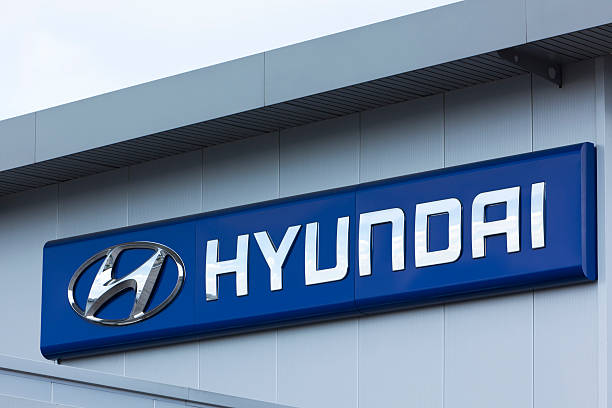 Hyundai sign on wall stock photo