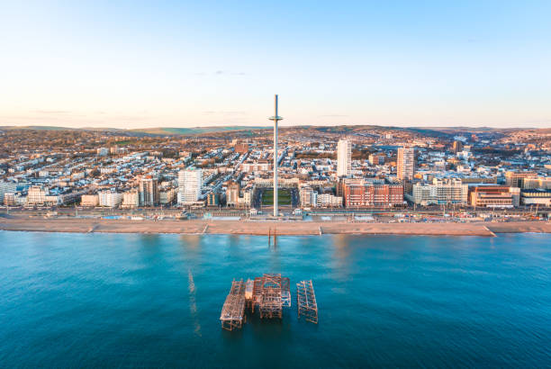 i360 and West Pier Brighton www.jackparkerphotography.co.uk brighton stock pictures, royalty-free photos & images