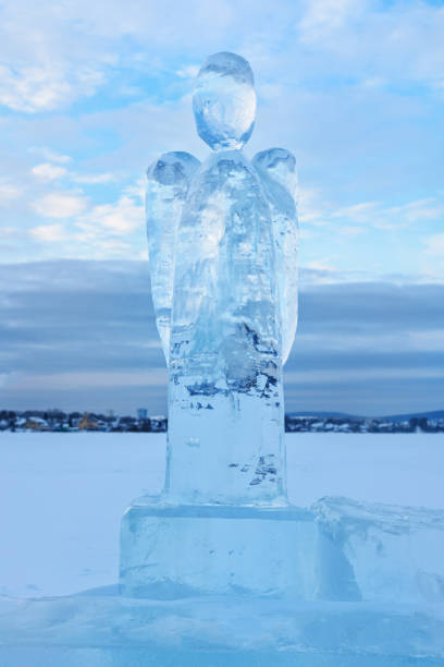 ice angel på vintern. epiphany ortodox semester på en plats för ice-hole simning - ice bath in natural frozen lake bildbanksfoton och bilder