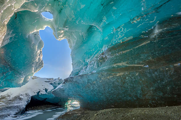 Ice caves in Iceland stock photo