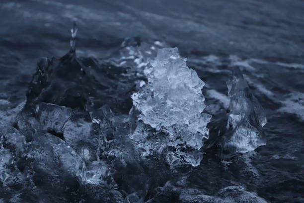 Ice chunks in Jokulsarlon glacier lagoon, Iceland stock photo