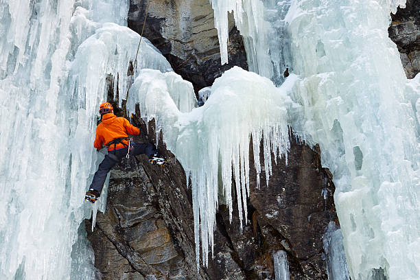Ice Climbing in South Tyrol, Italy stock photo