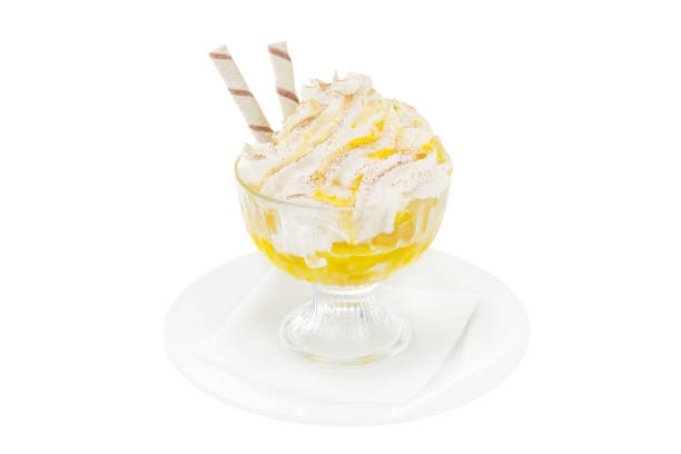 Ice cream dessert whipped cream isolated stock photo