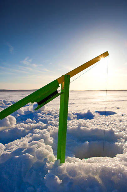 Ice fishing Brimbale stock photo