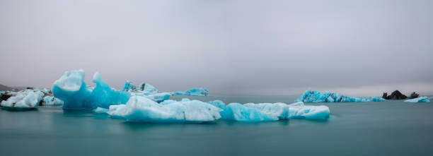 Icebergs at jokulsarlon glacier lagoon in Iceland, summertime stock photo