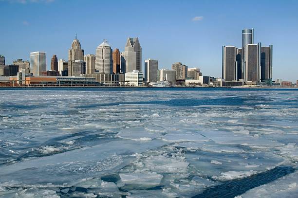 Ice-cold Detroit stock photo