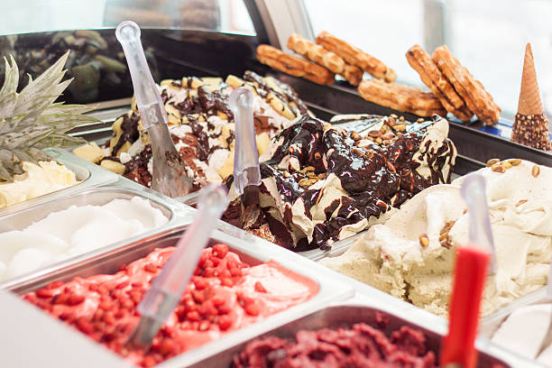 Ice-cream in gelateria stock photo