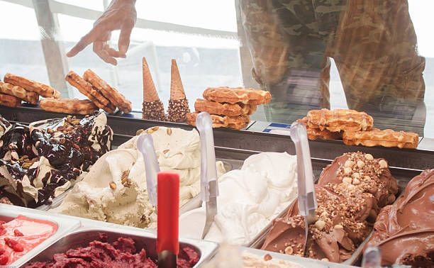 Ice-cream over window case stock photo