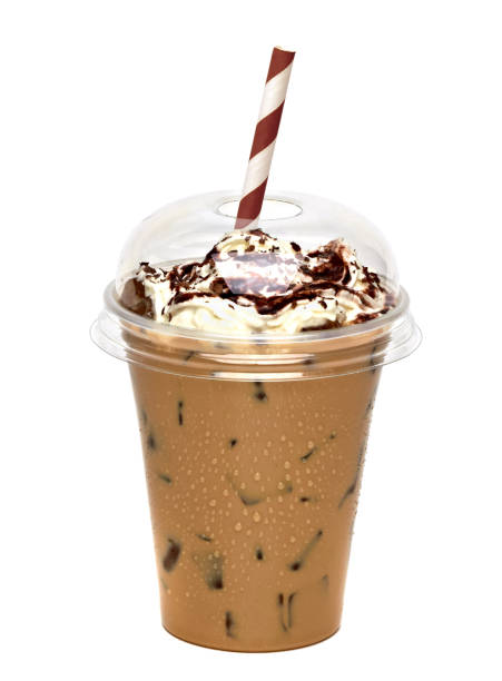 Iced coffee or caffe latte Iced coffee or caffe latte in take away cup isolated on white background including clipping path togo stock pictures, royalty-free photos & images