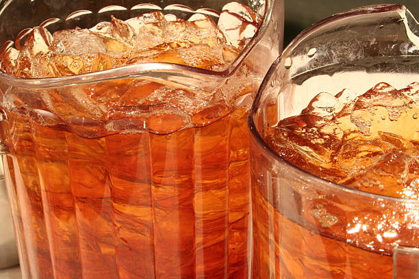 Iced Tea in Large Glass Pitchers stock photo