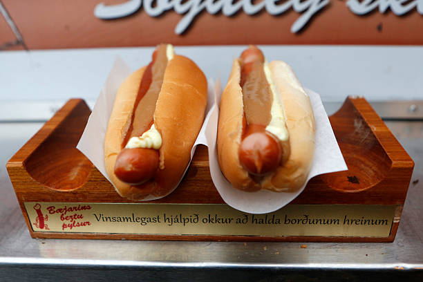 Icelandic famous Hot Dogs stock photo