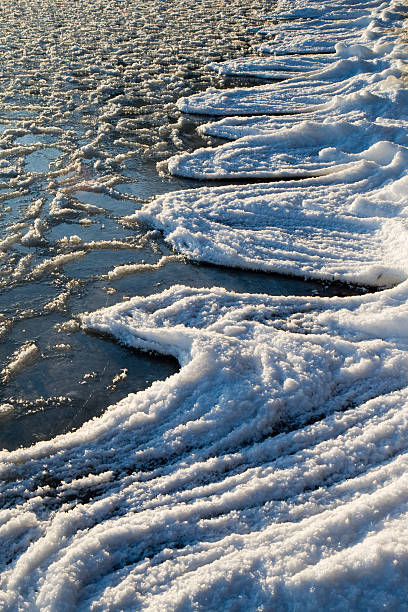 Icy shoreline stock photo