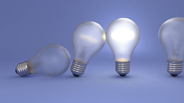 ideas passing through bulbs stock photo