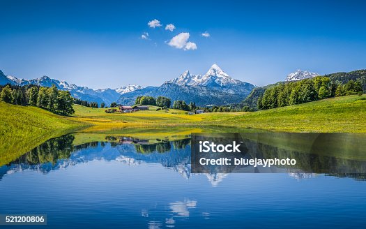 istock Idyllic summer landscape with clear mountain lake in the Alps 521200806