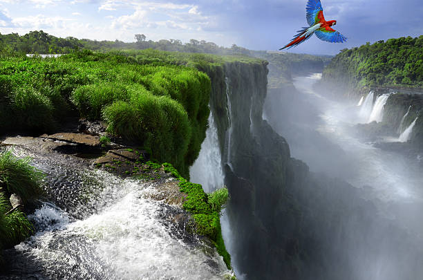Iguazu Falls in Argentina and Brazil Border stock photo