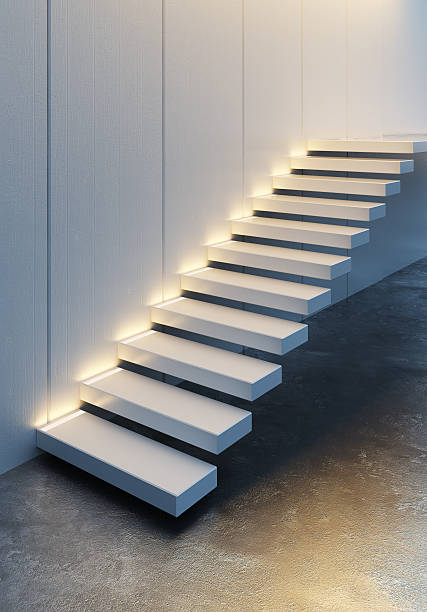 illuminated stairs stock photo